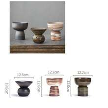 1件极简日式手工乡村风两用花瓶/水果盘，粗陶茶点盘，高脚水果盘，水培器皿，复古风高脚水果盘，高档家居客厅茶几点心盘，糖果/水果托盘，前台展示盘，圣诞礼物 - 糖球兩用花插果盤-鎏金 - 查看 2