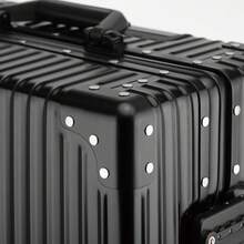 Premium All-Aluminum Alloy Luggage Set – Iconic Ribbed Hard Shell Suitcases With Reinforced Metal Corners & 360° Silent Spinner Wheels | Durable TSA Lock Travel Cases In Classic Silver, Matte Black & Gunmetal Grey | Lightweight Yet Unbreakable Carry-On & Checked Baggage For Business, Vacation & Global Adventures | The Ultimate Statement Piece For Discerning Travelers Who Value Style, Security & Long-Lasting Performance - Gun color - View 7