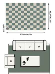 1pc Modern Minimalist Luxury INS Style Rug/Carpet/Area Rug/Doormat/Runner - White & Green Checkered Pattern - Large Size Carpet For Bathroom, Kitchen, Entryway, Hallway, Bedside, Living Room, Bedroom, Washable All Season Home Decor - Multicolor - View 13