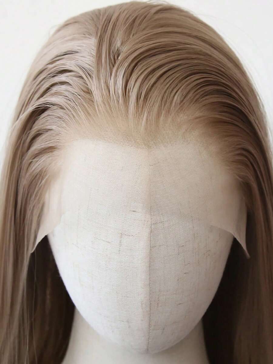 Unisex Adult Synthetic Lace Front Wig, 13x3 - Pre-Plucked, Heat Resistant Fiber, Long Straight Hair Basic Style, 180% Density, Available In Honey Blonde, Chocolate Brown, Platinum Blonde