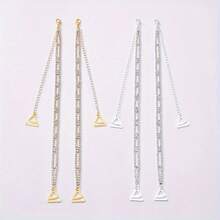 2pcs Minimalist Fashion Crystal Metal Chest Strap, Crystal Bustier Strap, Off-Shoulder Body Chain - Silver 2PCS - View 10