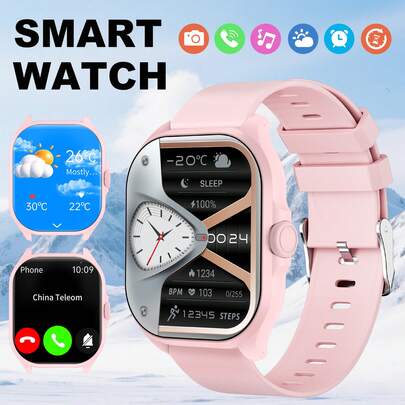 新款男女通用智能手表，200mAh大容量电池，续航持久，多功能无线通话、消息通知、多种运动模式、遥控拍照、天气预报，是送礼佳品。