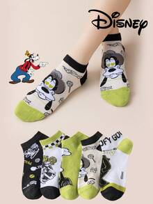Disney 5双装男女通用袜子，米奇、米妮、唐老鸭、黛丝主题，透气舒适，时尚新奇袜子，夏季礼物 - 彩色 - 查看 1
