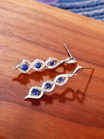 1 Pair Elegant Cubic Zirconia Drop Earrings For Women For Wedding Engagement Anniversary Party Jewelry Valentine's Day Gift