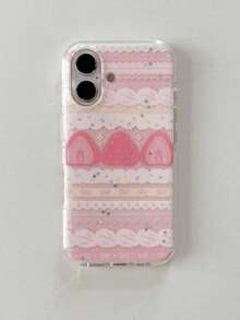 Ốp lưng điện thoại thiết kế bánh kem dâu tây thời trang mới, tương thích với iPhone 17/13/12/11 Pro Max, 15/16 Pro, 13/14 Plus, chống sốc. - Hồng - Xem 3