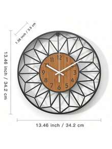 1pc Iron Painted Wall Clock, Geometric Design Wall Decor Clock With Arabic Numerals Home Decor Room Decor - Multicolor - View 12
