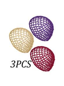 3pcs/Set Multi-Color Hair Net Cap, Wig Cap, Handmade Crochet Net Hat, Short Hair Net Cap, Multipurpose Sleep Cap, Hair Net, Hair Protecting Cap, Unisex - A - View 10