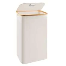 Free Shipping - 100L Tall Laundry Hamper With Lid N Handle, Large Waterproof Clothes Laundry Basket Laundry Storage Bin Organizer For Dorm, Bathroom, Bedroom, Laundry Room, Clothing, Toys - 米色 - 查看 10