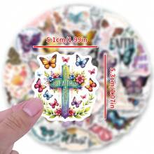 61pcs Butterfly Christian Vinyl Stickers, Beautiful And Practical, Suitable For Scrapbooks, Diaries, Bumpers, Skateboards, Water Bottles, Helmets, Water Cups, Car Stickers, Etc. - Random - View 2