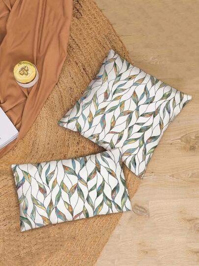2pcs Spring/Summer Home Decor, Lovely Leaf Design, Multiple Sizes, Pillow Covers, Cushion Covers, Home Decor, Living Room Decor, Sofa Decor, Valentine's Day Gift For Him/Her, Sofa Decorative Cushion Covers, Car Seat Cushion Covers
