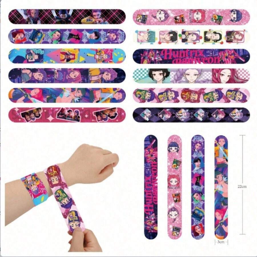 12/24/36/48个装卡通K-POP拍手环，动漫拍手环，生日派对用品，拍照道具，节日礼物 - 彩色 - 查看 1