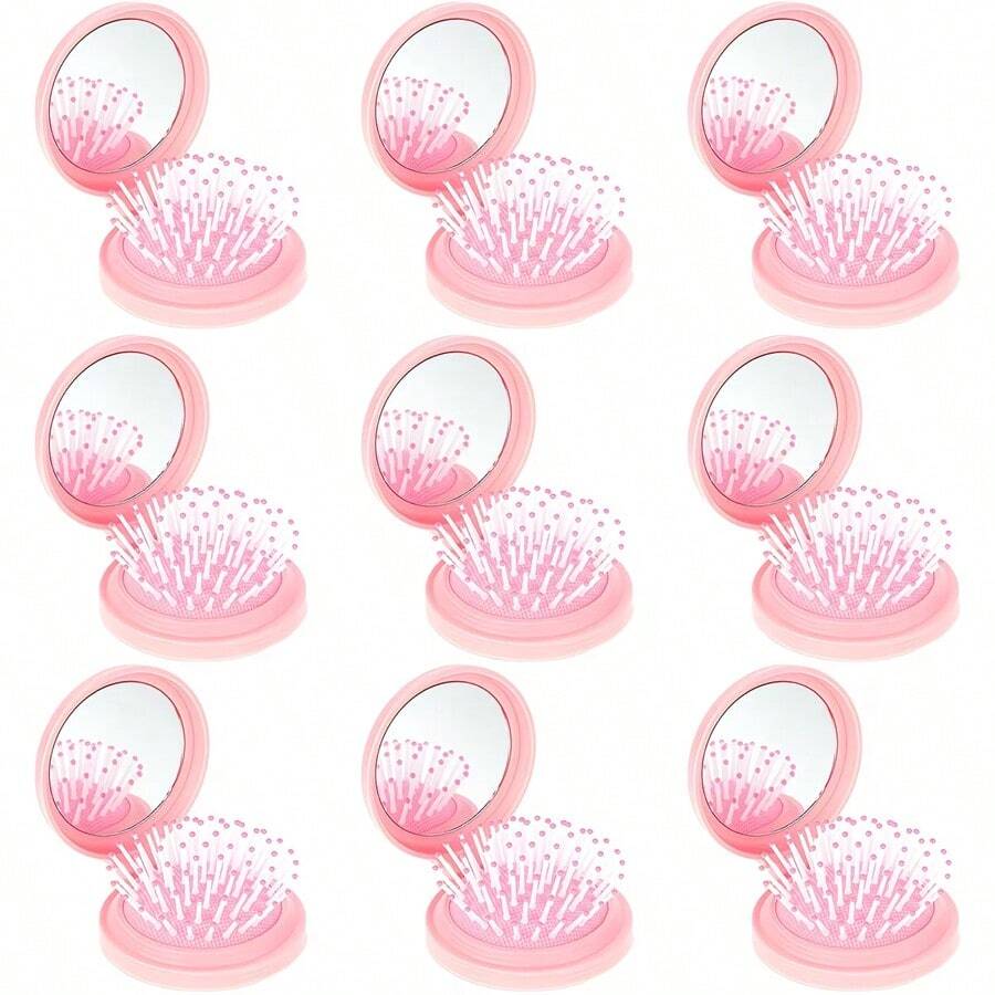 Bộ 1/3/5/10 chiếc lược mini gấp gọn dễ thương kèm gương tròn nhỏ gọn, lược kẹp đa năng 2 trong 1, thích hợp sử dụng hàng ngày và làm gương bỏ túi khi đi du lịch, dành cho phụ nữ và bé gái, quà tặng và quà lưu niệm.