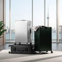 Premium All-Aluminum Alloy Luggage Set – Iconic Ribbed Hard Shell Suitcases With Reinforced Metal Corners & 360° Silent Spinner Wheels | Durable TSA Lock Travel Cases In Classic Silver, Matte Black & Gunmetal Grey | Lightweight Yet Unbreakable Carry-On & Checked Baggage For Business, Vacation & Global Adventures | The Ultimate Statement Piece For Discerning Travelers Who Value Style, Security & Long-Lasting Performance - Gun color - View 3