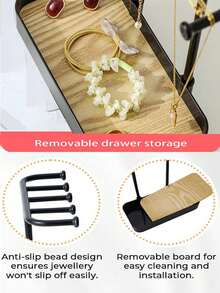 Jewelry Display Stand, Earrings, Necklaces, Rings, Bracelets Jewelry Storage Rack, Desktop Dressing Table Wooden Base Hanging Bracket, Necklace Display Stand, Jewelry Hook, Suitable For Necklaces, Bracelets, Earrings, Rings, Keys, Watch Rack (White, Black, Pink) - Multicolor - View 7