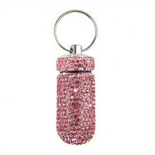 Estuche brillante para pastillas, contenedor de viaje portátil para pastillas con diamante de imitación, pequeño soporte para pastillas con llavero, caja de almacenamiento de pastillas mini y linda - Unitalla - Ver 9