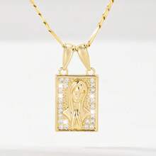 1 chiếc dây chuyền nữ bằng đồng mạ vàng 14K, có 3 kiểu dáng, với các họa tiết Đức Mẹ Guadalupe, Thánh Jude, Thánh Benedict đính đá Cubic Zirconia, kiểu dáng tôn giáo cổ điển, phù hợp để đeo hàng ngày và đi nhà thờ, món quà phụ kiện tín ngưỡng tinh tế. - Vàng - Xem 2
