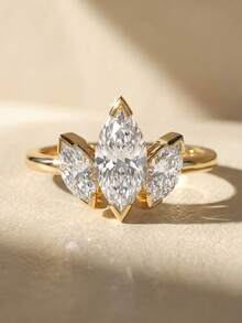 1枚925纯银经典三眼戒指，情人节、圣诞节、生日礼物、情侣礼物，优雅吊坠式女士戒指 - 三馬眼 - 查看 3