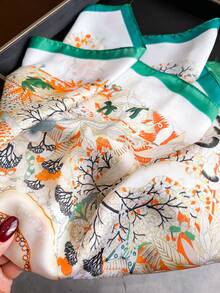 1 chiếc khăn vuông nữ thanh lịch, in họa tiết retro, chất liệu mỏng nhẹ như satin, kiểu dáng Bohemian, khăn quàng cổ thường ngày, khăn choàng, khăn trùm đầu mỏng và thoải mái cho nữ, thích hợp cho mặc hàng ngày và đi chơi vào mùa xuân/hè. - Nhiều màu - Xem 4