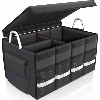 Car Trunk Storage Box - Portable Large Capacity Foldable Storage Bin Car Storage Box, Foldable Car Storage Bin, Rear Car Storage Bin