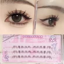DOUDOUTIAN 100 簇大容量斜角下睫毛分段卷翘可重复使用假睫毛自然放大双眼温和日常派对礼物 - C - 查看 3