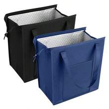 4.49 Gallon Aluminum Foil Insulated Bag | Multi-Purpose Shopping Cooler Bag With Front Pocket, Ideal For Camping, Hiking, And Beach Trips. Keeps Contents Cool For 3-6 Hours - 黑色 - 查看 2