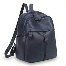 2026 New Elegant PU Leather Women Backpack, Fashion Anti-Theft In Black, Blue, Red, Brown, Large Capacity Commuter Travel Bag With Adjustable Shoulder Strap And Zipper Closure - Multicolor - View 16