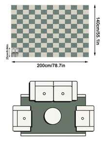 1pc Modern Minimalist Luxury INS Style Rug/Carpet/Area Rug/Doormat/Runner - White & Green Checkered Pattern - Large Size Carpet For Bathroom, Kitchen, Entryway, Hallway, Bedside, Living Room, Bedroom, Washable All Season Home Decor - Multicolor - View 14