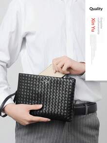 2026 New Fashion Woven Pattern Men's Clutch Wallet, PU Leather Soft Texture Large Capacity Handbag - Multicolor - View 1