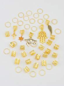 45pcs Autumn Maple Leaf Hair Scrunchies, Thanksgiving & Spring Festival Jewelry Gift, Gift For Girls - Gold - View 7