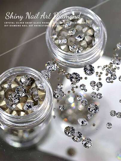 33 piezas de diamantes redondos con punta de circonita, decoraciones para arte de uñas, diamantes redondos multiface-tados brillantes, diamantes de cristal K9 para relleno, accesorios de bolas de diamante de imitación para uñas, pegatinas de diamante de imitación para arte de uñas DIY, componentes lindos, accesorios para uñas