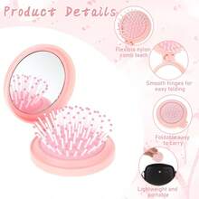 Bộ 1/3/5/10 chiếc lược mini gấp gọn dễ thương kèm gương tròn nhỏ gọn, lược kẹp đa năng 2 trong 1, thích hợp sử dụng hàng ngày và làm gương bỏ túi khi đi du lịch, dành cho phụ nữ và bé gái, quà tặng và quà lưu niệm. - A - Xem 6