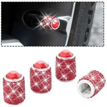 NEW-   Bling Valve Stem Caps, 4 Pack Crystal Rhinestone Car Tire Valve Covers, Dustproof Stem Cap For Auto Wheel, Sparkling Tire Air Valves Cover, Universal For Most Vehicles (Red) - Red - View 7