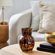 US 7"H Tortoise Glass Vase - Mouth-Blown Art Glass, 19th Century Inspired,  Home Decor Essential For Timeless Elegance - Brown - 查看 4