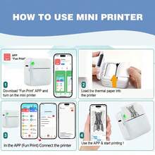 PRINHSJI Mini Printer, Portable Thermal Inkless Sticker Printer, Comes With 9 Rolls Of Paper, Suitable For Notes, Photos, Course Labels, To-Do Lists, Ideal Holiday Gift - Multicolor - View 6