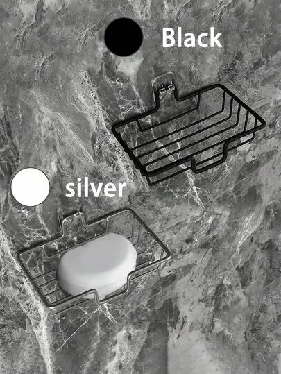 No Drill Metal Wall Mounted Soap Dish, Rectangular Soap Holder, Self-Adhesive Bathroom Kitchen Shower Wall Soap Rack, Self-Draining Soap Holder, Space Saving, Bathroom Decor, Bathroom Storage, Home Decor