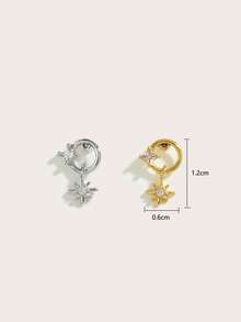 1pc Fashionable Minimalist Star Diamond Stainless Steel Earrings, Suitable For Women's Daily Wear - Star - View 7