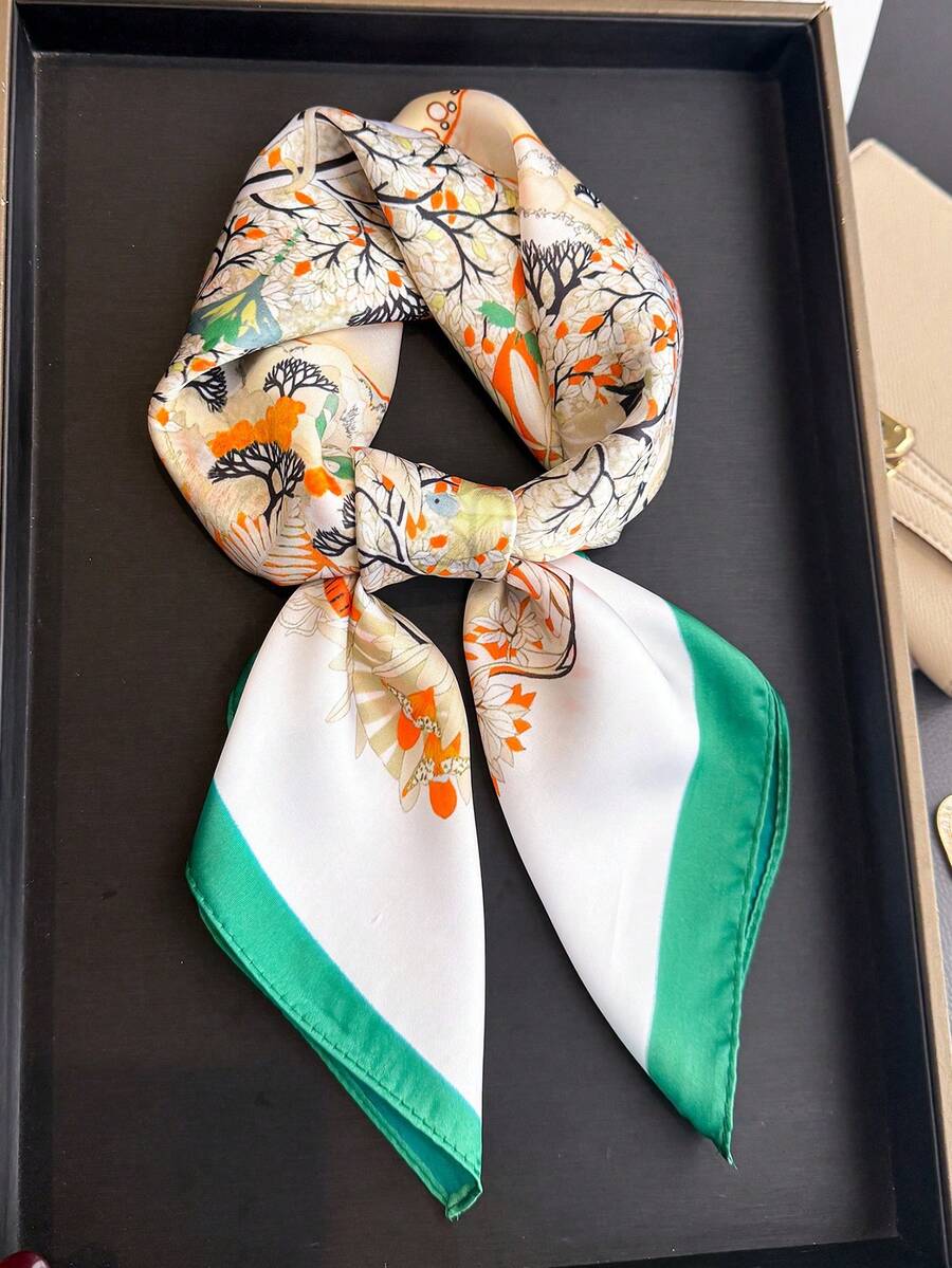 1 chiếc khăn vuông nữ thanh lịch, in họa tiết retro, chất liệu mỏng nhẹ như satin, kiểu dáng Bohemian, khăn quàng cổ thường ngày, khăn choàng, khăn trùm đầu mỏng và thoải mái cho nữ, thích hợp cho mặc hàng ngày và đi chơi vào mùa xuân/hè. - Nhiều màu - Xem 1