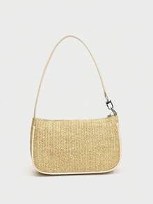 2025 New Korean Style Women Woven Handbag Shoulder Bag Straw Bag Retro Tote Bag Portable - Beige - View 4