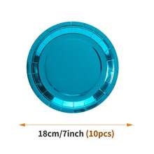 Peacock Blue Disposable Plates, Napkins, Cups - 10 Guest Party Supplies Set, Disposable Paper Plates Suitable For Birthday, Wedding, Theme Party, Family Picnic - Style 3 - View 6