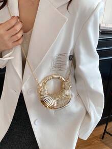 Túi xách mini nữ cao cấp màu vàng kim, dây đeo dệt sang trọng, ví cầm tay dự tiệc, phụ kiện thời trang độc đáo, ví đựng tiền xu nhỏ xinh dành cho phái nữ. - Vàng - Xem 10