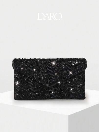 Shiny Sequin Beaded Envelope Clutch - Perfect For Evening Parties, Weddings And Women's Gift Handbag