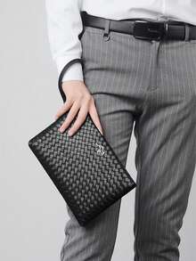2026 New Fashion Woven Pattern Men's Clutch Wallet, PU Leather Soft Texture Large Capacity Handbag - Multicolor - View 13
