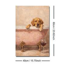 1幅带框/不带框金毛犬浴缸帆布海报，趣味动物狗狗浴室墙面艺术印刷品，简约厕所美学装饰画，适用于公寓、客厅、卧室、现代家居装饰 - A - 查看 12