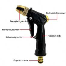 1 pieza Rociador de manguera de jardín de metal resistente - Modos de rociado ajustables multifuncionales, flujo de agua de alta presión, diseño ergonómico de mano, perfecto para regar plantas, césped, lavar autos, patio y limpieza de mascotas - Resistente a la oxidación y fácil de usar - A - Ver 3