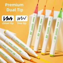 48 Colours Washable - Based Ink Marker Set, Dual Tip Colouring Marker Pens, Art Beginners Felt Tip Painting Pens Drawing Journaling Lettering 48 - 48 - View 10