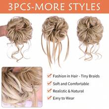 Hairdo Extensions, Messy Curls, Elastic Hair Rings, Synthetic Hair Buns, Donuts, And Hair Clips Are Suitable For Women And Girls - Multicolor - View 4