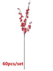 2支人造红色樱花装饰，1支长茎红色花枝，适用于插花、婚礼装饰和家居装饰，可插入高花瓶中，用于DIY花环、工艺品、办公室/卧室/派对餐桌摆饰。 - 紅色 - 查看 7