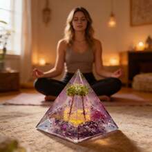 Stonehaven Tree Of Life Orgone Pyramid, Natural Energy Peridot Amethyst Orgonite Crystal Healing Pyramid, For Reduce Stress, Balance Chakra, Meditation Attract Luck, Accumulate Wealth Health (6cm) - Multicolor - View 4