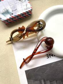 1个/2个/3个套装 复古仿珍珠单丝发夹，扭结马尾夹，发爪，创意弹力发髻马尾夹，多功能单丝发夹，优雅交叉马尾半丸子头扭结发夹，大号发髻发夹，女士发夹及配饰，头部配饰，发卡 - 彩色 - 查看 17