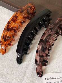 3/1件复古豹纹香蕉发夹，女士高端发饰，马尾辫扭转，竖款发夹，气质十足，后脑勺展示，蓬松发量夹 - 彩色 - 查看 4